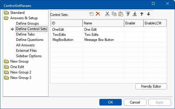Developer : Define Control Sets